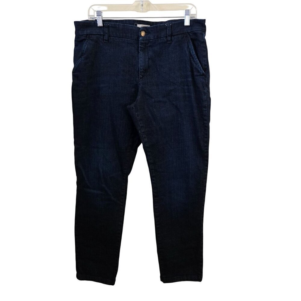 Eileen Fisher Dark Wash Trouser Organic Cotton Straight Leg Jeans Size 14